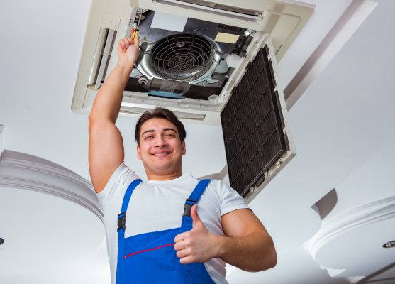 Professional cleaning of an HVAC system for efficient operation